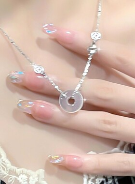 S999纯银钱币平安扣项链女轻奢小众国风气质锁骨链送闺蜜生日礼物