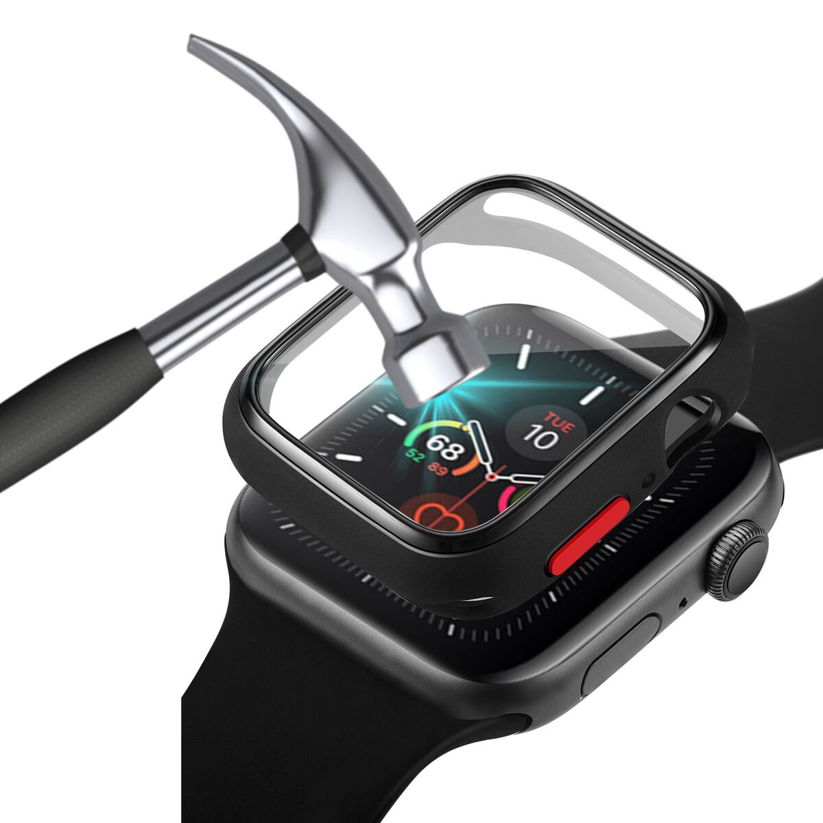 适用苹果apple watch手表保护壳带按钮 TPU+钢化膜一体全包保护套