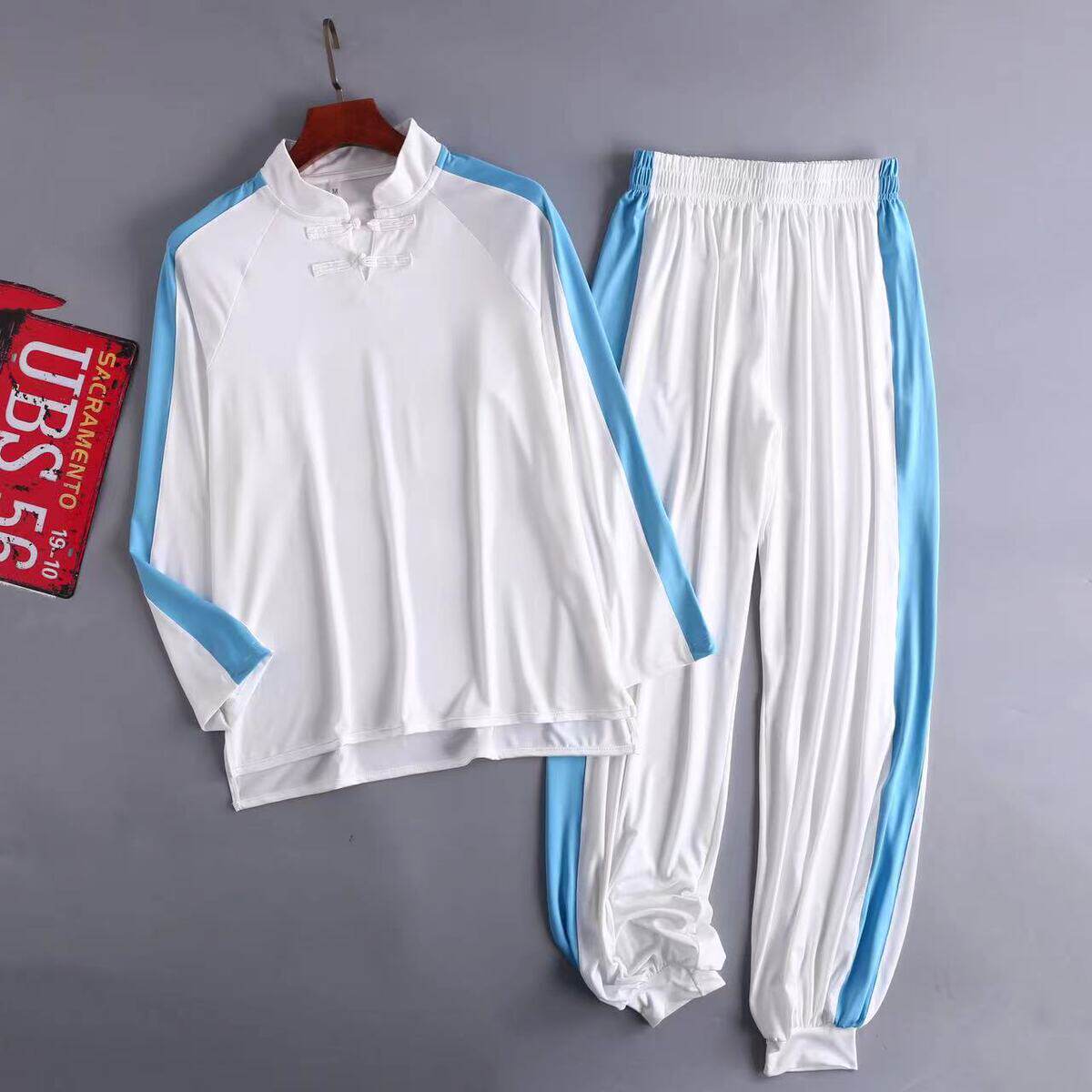 专业太极服练功服夏季透气武术表演服装 超弹牛奶丝套装