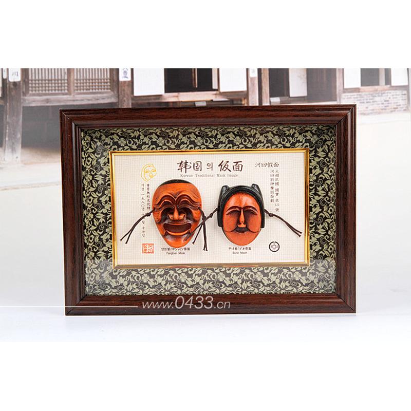 韩国进口挂饰2人假面相框/韩国料理店壁挂/韩式玻璃h-p01839