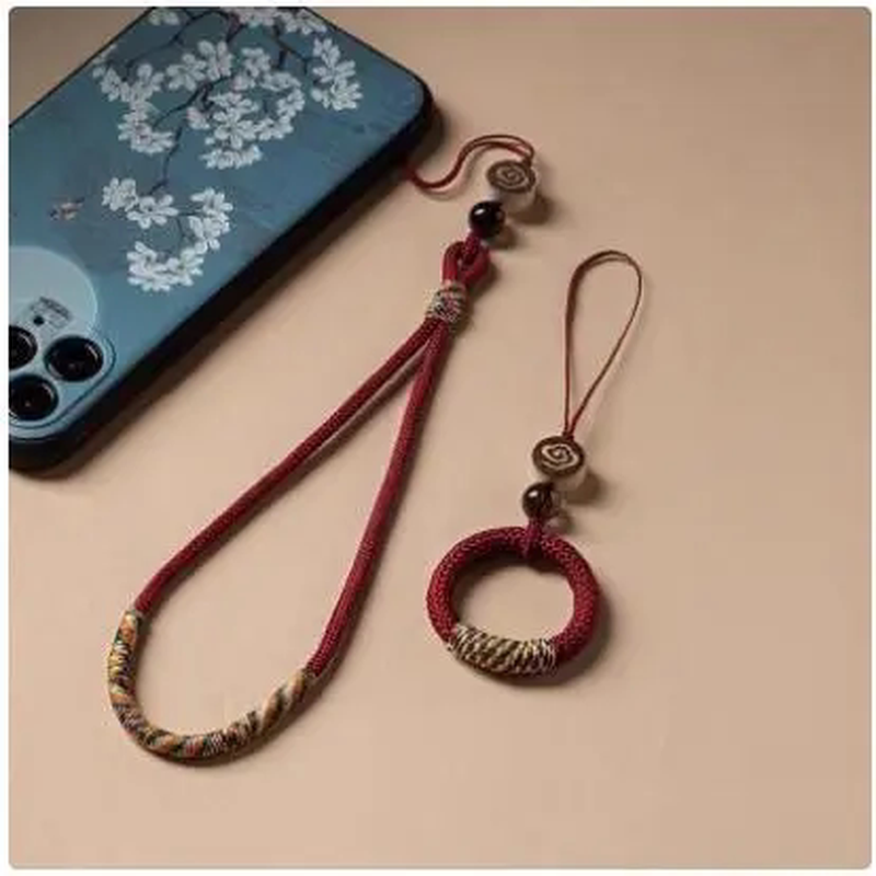 手机挂绳中国风手腕绳链长短款防丢绳挂件编织指环扣钥匙挂饰祥云
