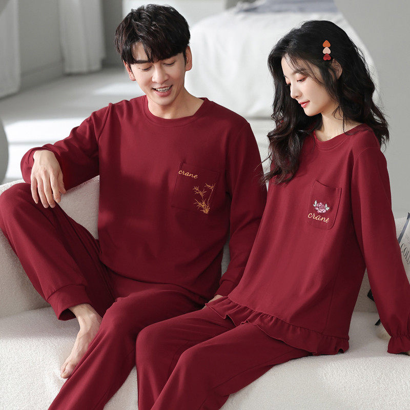思馨坊纯棉情侣睡衣女春秋长袖套装男士结婚新婚红色秋冬款家居服,女士内衣/男士内衣/家居服,睡衣/家居服套装,淘宝优惠券,粉丝福利购,淘宝优惠卷