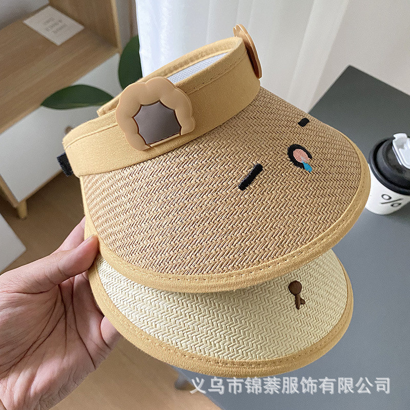 儿童防晒帽女童2025新款夏季带风扇防紫外线空顶遮阳帽男童太阳帽