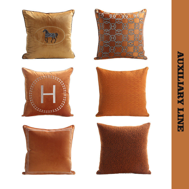 约橘红色条纹刺绣工艺抱枕套靠垫客厅沙发样板间售楼部软装,包装,彩印包装,淘宝优惠券,粉丝福利购,淘宝优惠卷