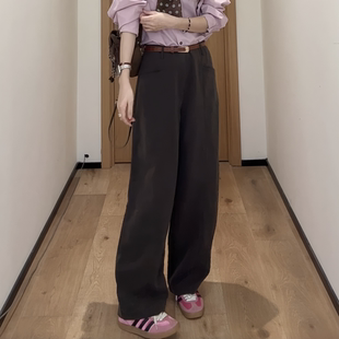 高货速发大码 胖mm梨形身材显瘦遮 宽松咖色休闲阔腿拖地裤 子女夏季