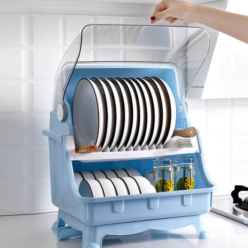 厨房碗筷收纳盒碗碟沥水架塑料双层碗柜放碗碟家用带盖置物架碗架,厨房/烹饪用具,碗架,淘宝优惠券,粉丝福利购,淘宝优惠卷