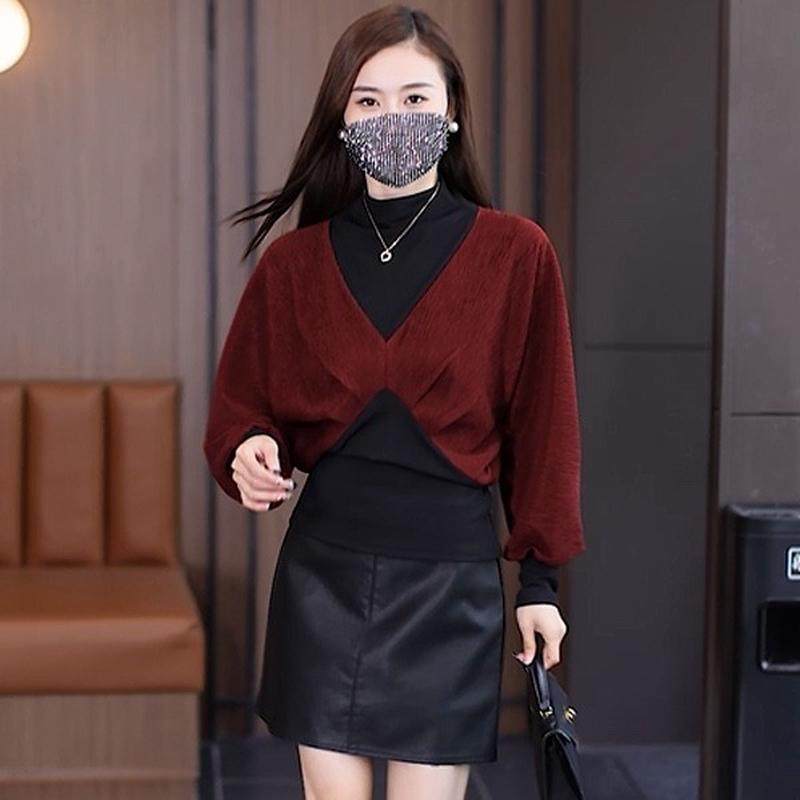 6061洋气半高领小衫女秋冬新款遮肚子时尚衬衫百搭打底衫,女装/女士精品,时尚套装,淘宝优惠券,粉丝福利购,淘宝优惠卷