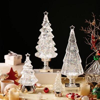 高档小节圣诞发光带灯圣诞树拍照道具装饰品桌面摆件儿童玩具迷你