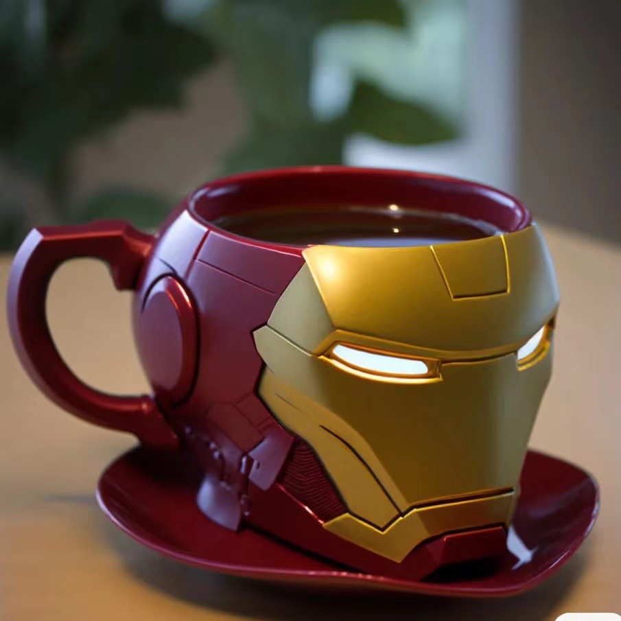 Comic book surrounding water cup ceramic with lid large capa