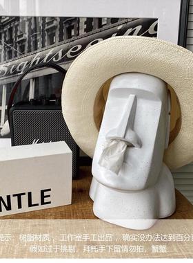 人像摩艾纸巾盒方形moai造型复活岛石创意家用纸巾抽立体纸巾筒