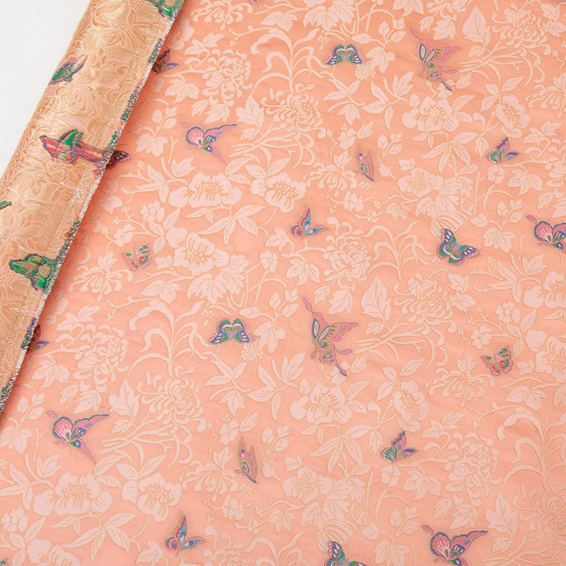 中国风提花云锦剪花蝴蝶老钱风宋锦仿面料包装锦盒书画装裱新中式