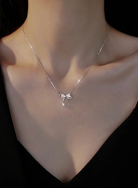 白贝母蝴蝶999纯银项链2024新款爆款生日礼物锁骨链轻奢小众闺蜜