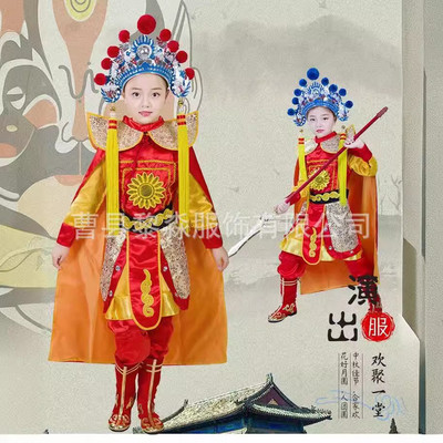 花木兰演出服饰儿童穆桂英挂帅戏服男女童cos戏曲京剧豫剧舞台服