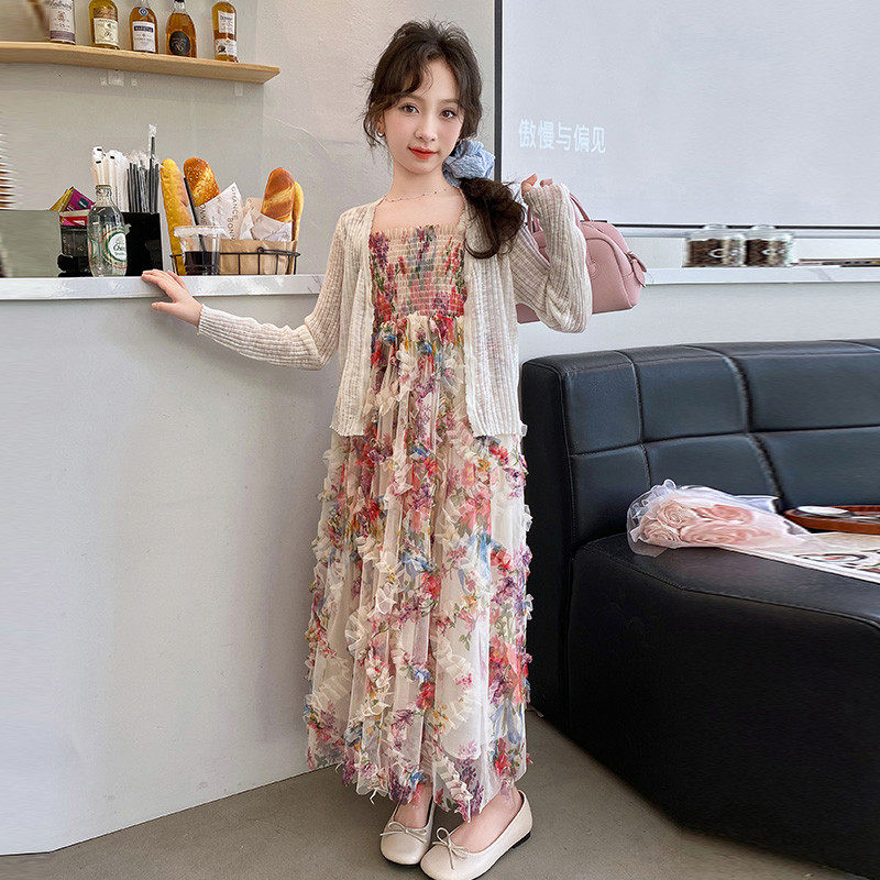 夏季2025新款儿童超仙大童披肩碎花裙两件套,童装/婴儿装/亲子装,连衣裙,淘宝优惠券,粉丝福利购,淘宝优惠卷