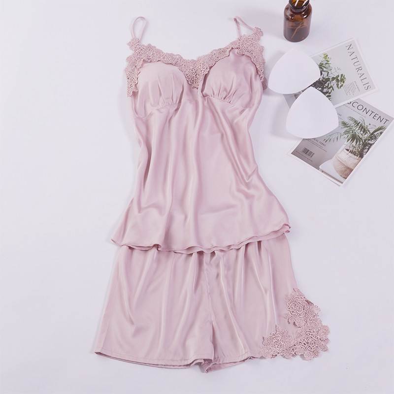 新品2025年新款睡衣女夏季性感大码胖冰丝吊带背心短裤两件套装夏