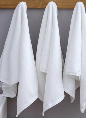 酒店毛巾纯棉白色加厚吸水成人洗脸面巾 40cm纯色全棉足浴巾刻字
