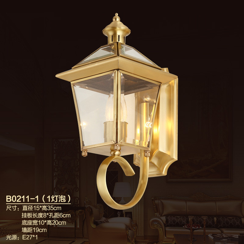 全铜壁灯欧式户外防水客厅餐厅咖啡厅阳台庭院过道门厅走廊铜壁灯