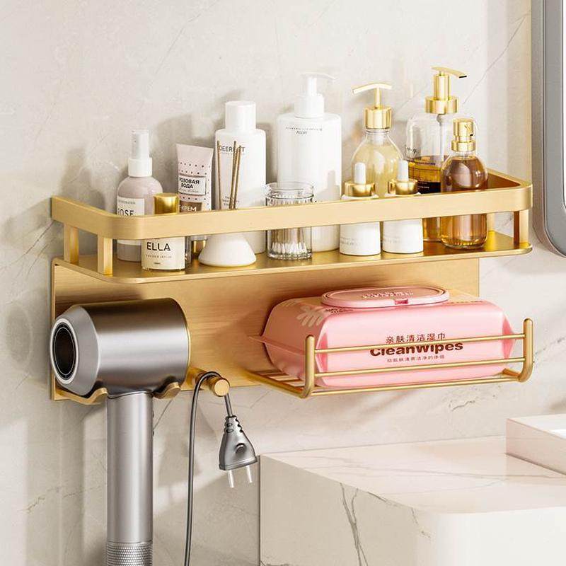 子免打孔支架吹风机风筒架牙刷架壁挂卫生间置物架金色浴室收纳架,家庭/个人清洁工具,吹风机置物架,淘宝优惠券,粉丝福利购,淘宝优惠卷