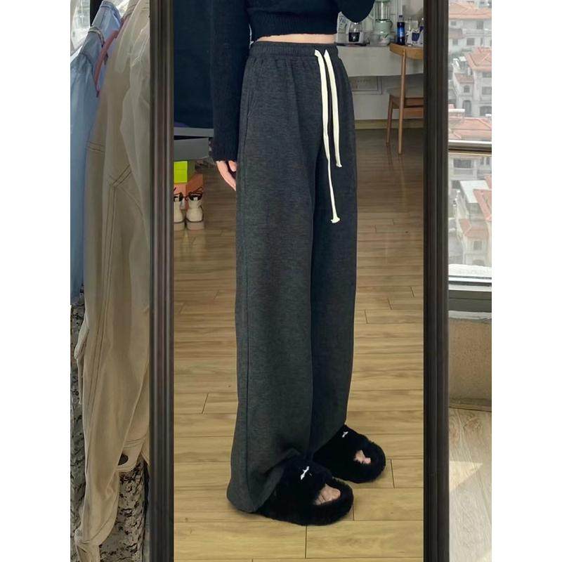 深灰色软糯风长裤阔腿女春季大码梨型身材胖mm显瘦直筒,女装/女士精品,大码裤装,淘宝优惠券,粉丝福利购,淘宝优惠卷