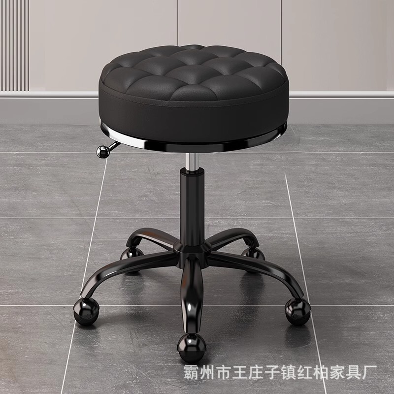 美容凳子滑轮美甲升降圆凳化妆梳妆凳旋转理发椅吧凳大工凳美发椅