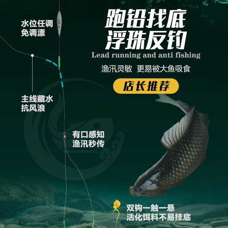 神欧式型钩鱼钩钩跑铅钓组新反底钓浮子母欧法鲤鱼珠子线双钩鲤钓