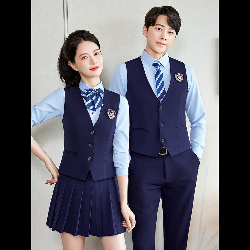 现货学院风马甲套装男女同款春秋jk制服幼师工服校园校服职业马夹