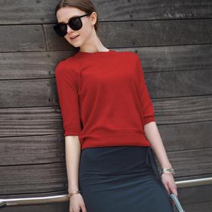 2025夏季新款半高领冰丝打底衫女薄款五分袖别致