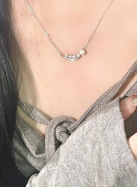 999纯银珍珠微笑项链女生轻奢小众高级感锁骨链闺蜜新款2024爆款