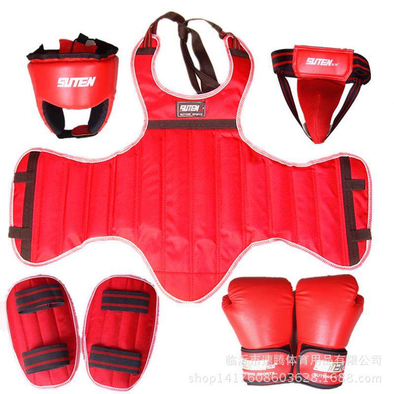 速腾牛津布散打护具五件套 护头 护胸 护裆 护腿板 拳套 红黑两色,运动/瑜伽/健身/球迷用品,更多拳击配件,淘宝优惠券,粉丝福利购,淘宝优惠卷