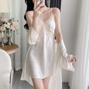 冰丝吊带短裤 新品 新款 睡衣女款 带胸垫蕾丝高级感家居服套 性感夏季