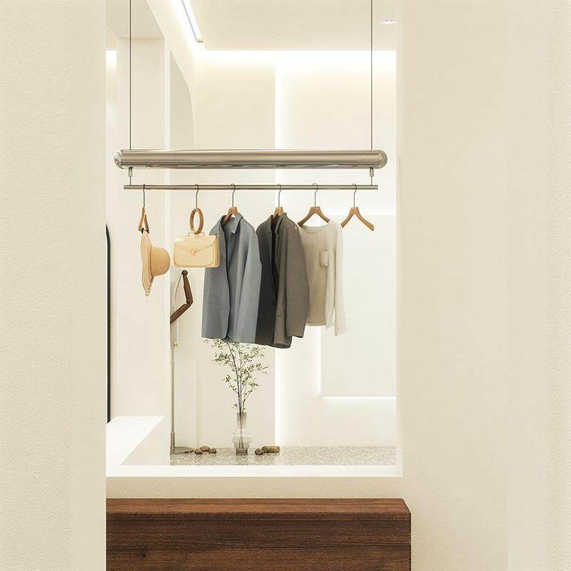 不锈钢服装货架吊悬挂橱窗架陈列挂衣架拉丝网红银色服装店展示架,商业/办公家具,服装展示架,淘宝优惠券,粉丝福利购,淘宝优惠卷