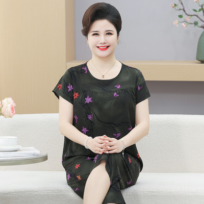 妈妈睡衣女款2025新款女士棉绸家居服套装中年绵绸两件套老人夏季