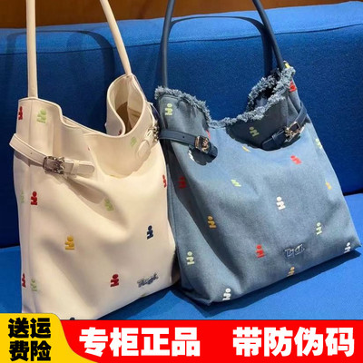 agi.《i》想象搭扣吸管包帆布hobo皮质大容量托特单肩手提包通勤