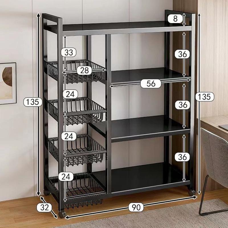 定制厨房多用置物架落地多层收纳货架蔬菜收纳架零食微波炉架子