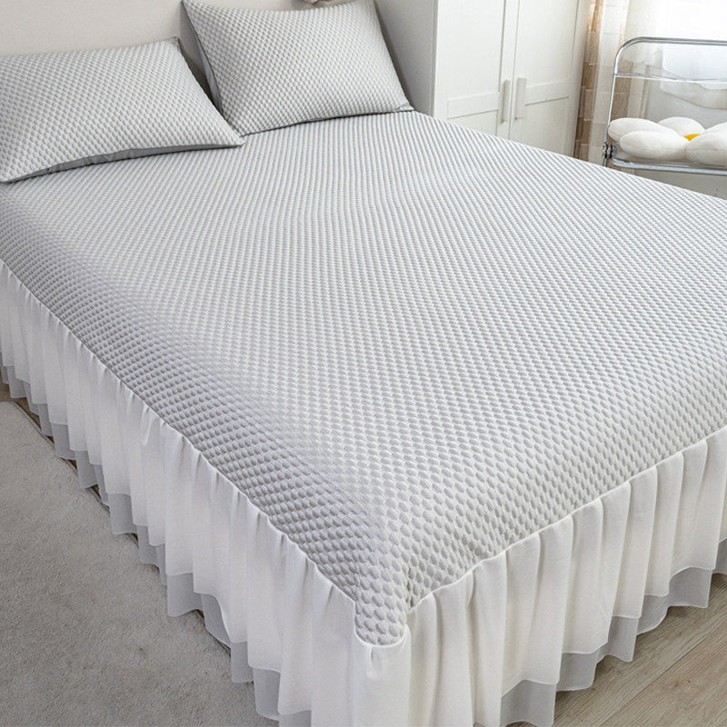 床裙款冰丝凉感豆豆凉席三件套空调软席子可水洗机洗折叠夏季床罩,床上用品,冰丝席,淘宝优惠券,粉丝福利购,淘宝优惠卷