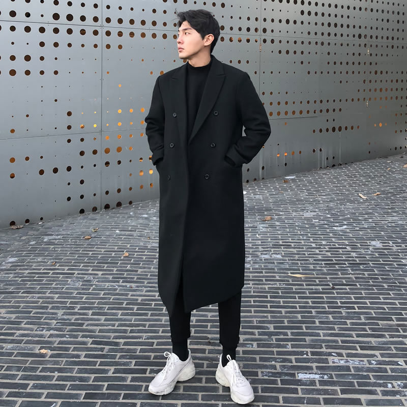 冬季加厚男款毛呢大衣男士风衣外割草机/草坪机