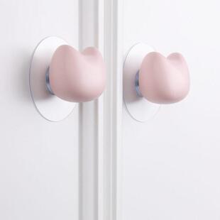 新款元宝猫免打孔拉手衣柜橱柜柜子抽屉明装陶瓷儿童房免钉贴自粘