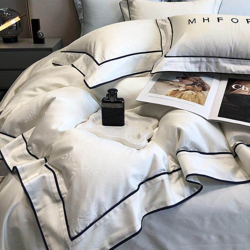 高级感轻奢全棉提花棉床单贡缎澳四件套被套简欧四季床上用品1.8m