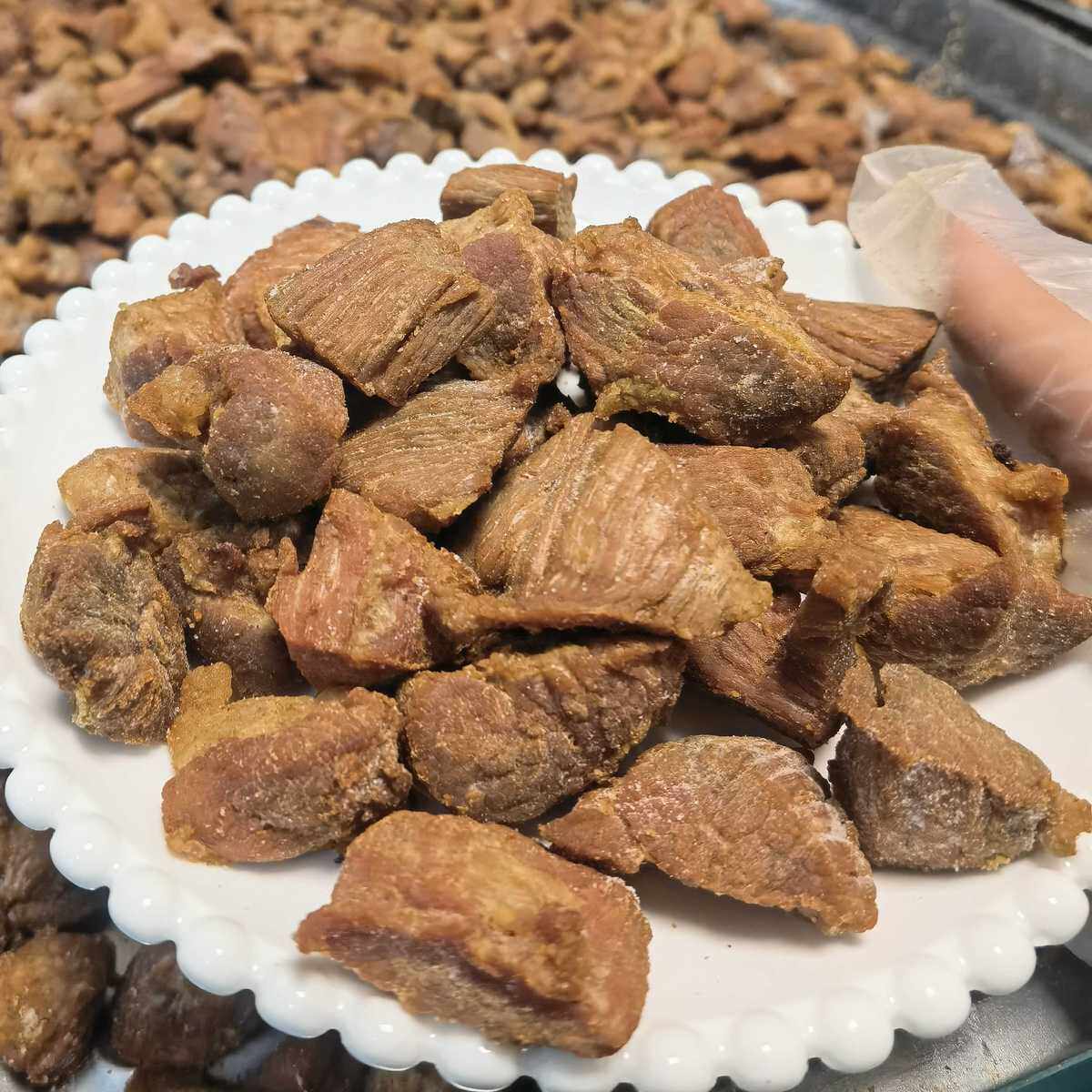 速发猪肉渣块脂渣小块精肉肉粕有嚼头青岛特产无糖无淀粉生酮即食
