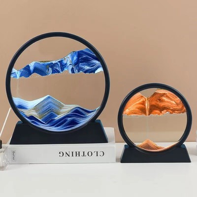 3d立体流沙画沙漏摆件动态创意高级解压轻奢家居客厅桌面装饰品