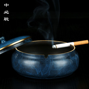 高档烟灰缸用客厅特大铜制 中式烟灰缸带盖大号办公室