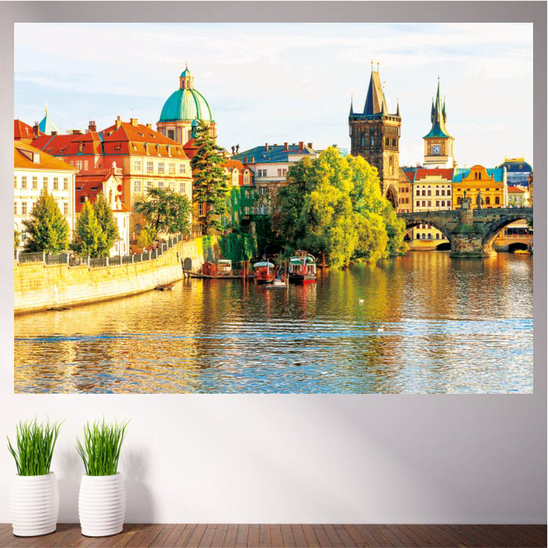 欧洲城市建筑风景画布拉格海报异国风情图客厅卧室装饰画墙贴壁画图片