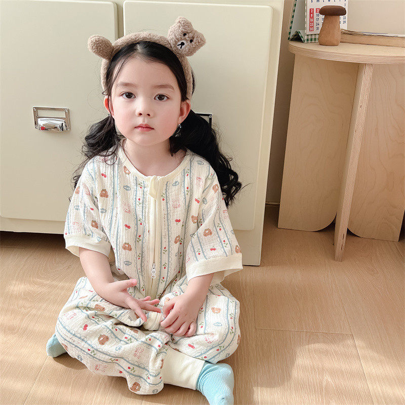 儿童睡袋夏季薄款宝宝纯棉纱布分腿睡衣夏天婴儿空调房防踢被神器