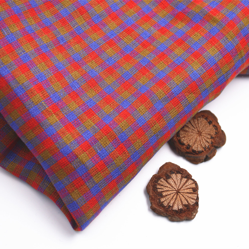 2020年格纯亚麻色织新品纯麻格子面料休闲文艺女装服装用布现货