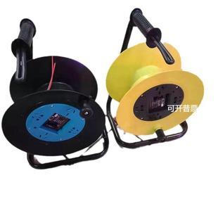 黑色黃色塑料繞線盤線盤220V鐵電源電纜卷盤 2.5㎡移動伸縮式