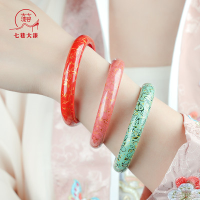 七巷大漆手镯首饰漆器天然漆艺女士纯手工非遗民族风螺钿犀皮木胎