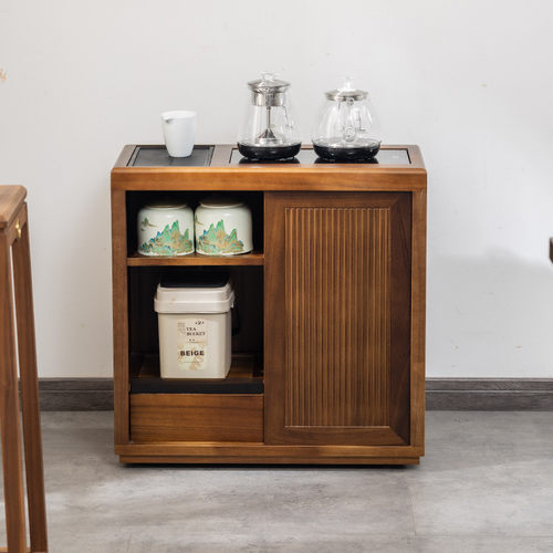 实木移动茶桌家用小茶台客厅新中式茶车阳台茶几烧水壶一体茶水柜