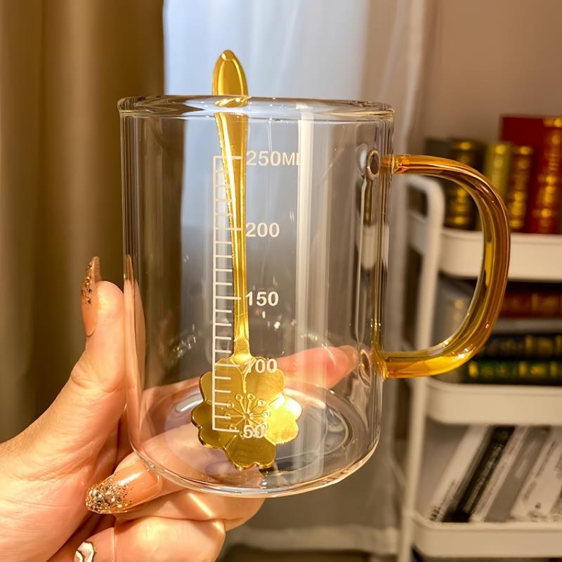 新品好看的ins牛奶杯！家用耐热微波炉可加热专用玻璃带刻度早餐