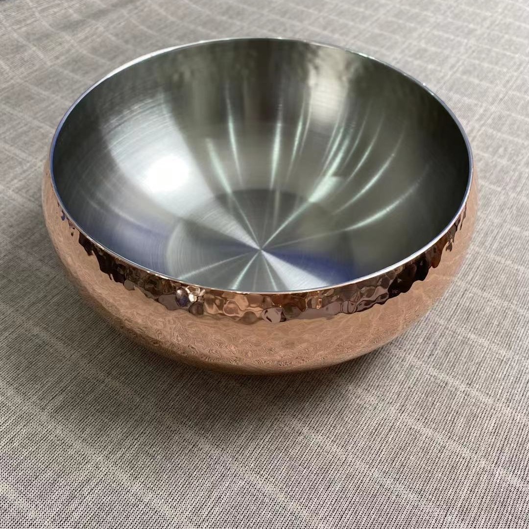 紫铜锤纹沙拉碗蔬菜家用水果大容量法海碗泡面锅火锅