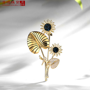 高档复古设计感向日葵胸针女时尚 别针 精致个性 气质胸花外套开衫